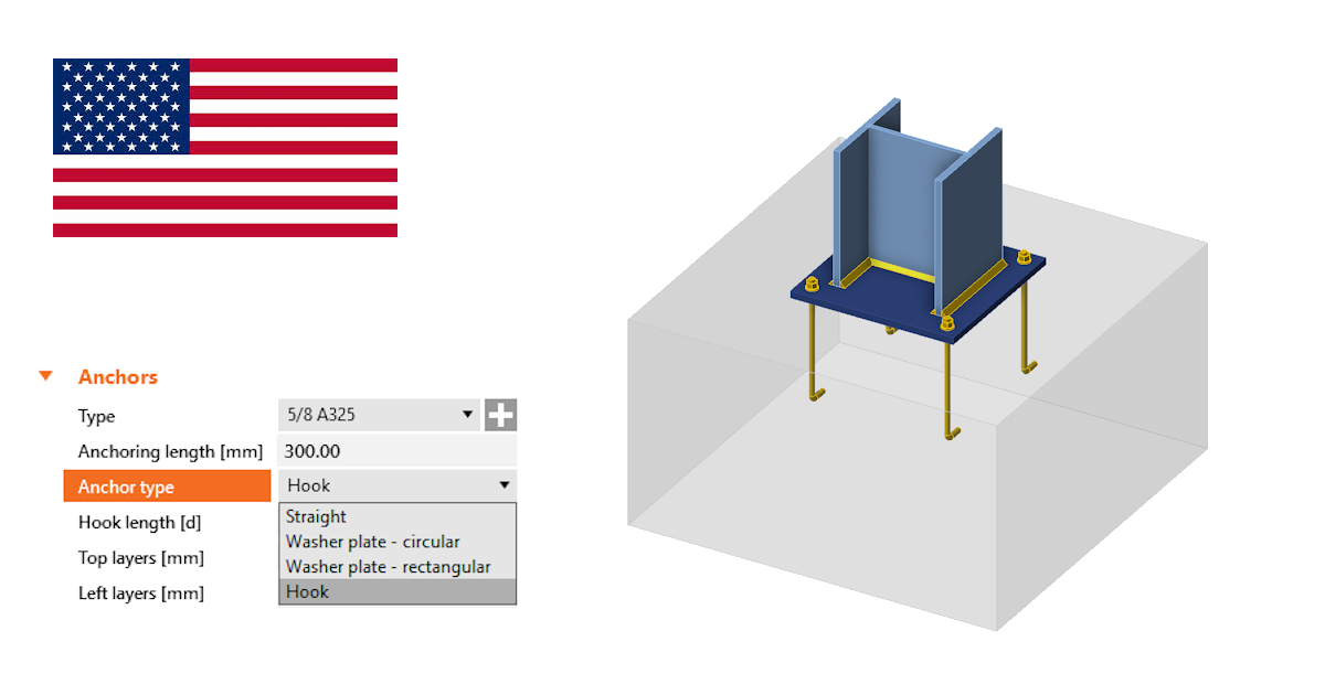 Hooked anchors/Lbolts in AISC IDEA StatiCa